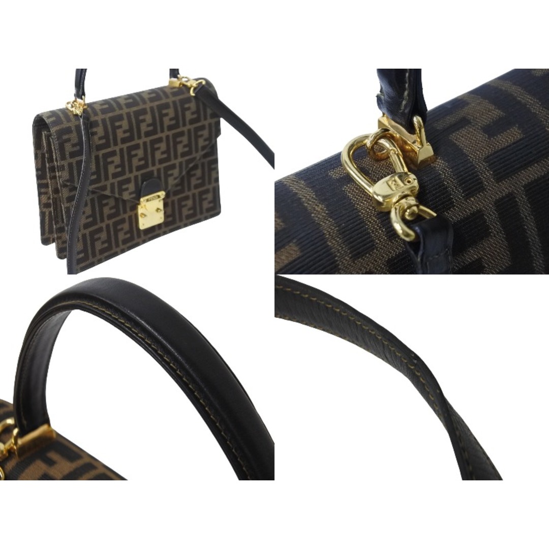 FENDI フェンディ ハンドバッグ ショルダーバッグ ズッカ柄 FF ロゴ レザー 091493308 2way ゴールド金具 美品  54361