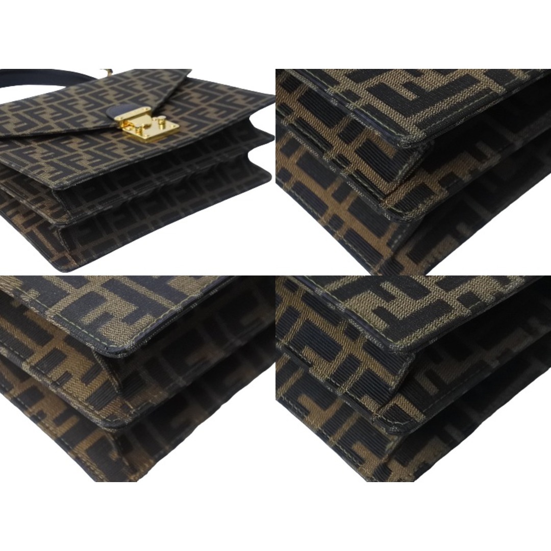 FENDI フェンディ ハンドバッグ ショルダーバッグ ズッカ柄 FF ロゴ レザー 091493308 2way ゴールド金具 美品  54361