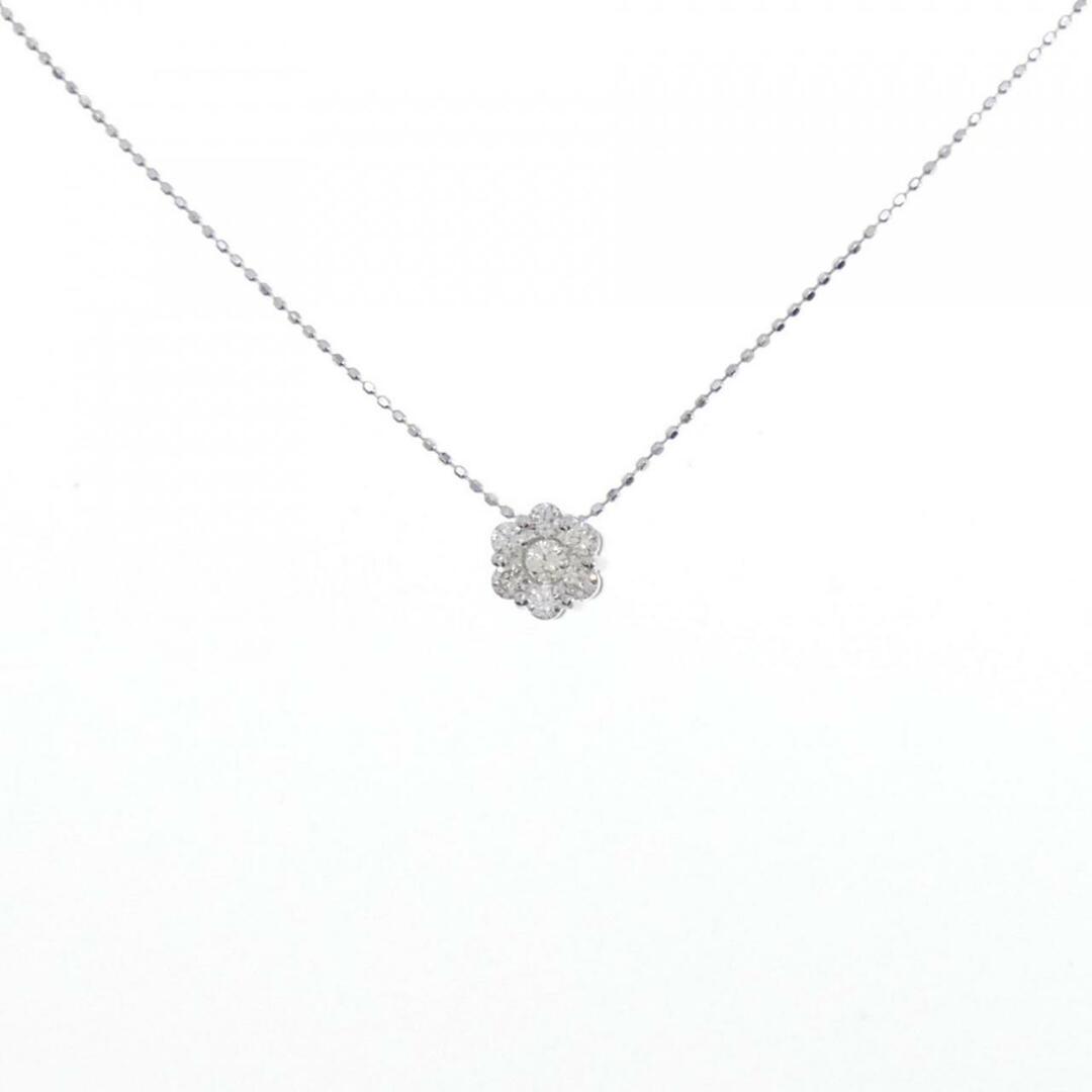 ご注意くださいK18WG フラワー ダイヤモンド ネックレス 0.35CT