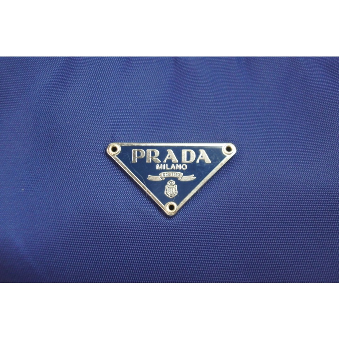 極美品 PRADA プラダ ハンドバッグ ワンショルダー MV515 ホーボー ミニバッグ 三角ロゴ ブルー ナイロン  54349