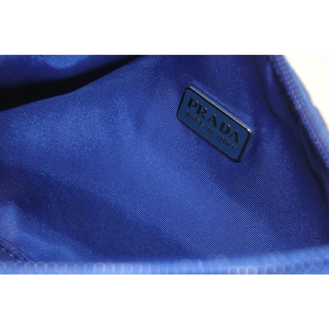 極美品 PRADA プラダ ハンドバッグ ワンショルダー MV515 ホーボー ミニバッグ 三角ロゴ ブルー ナイロン  54349