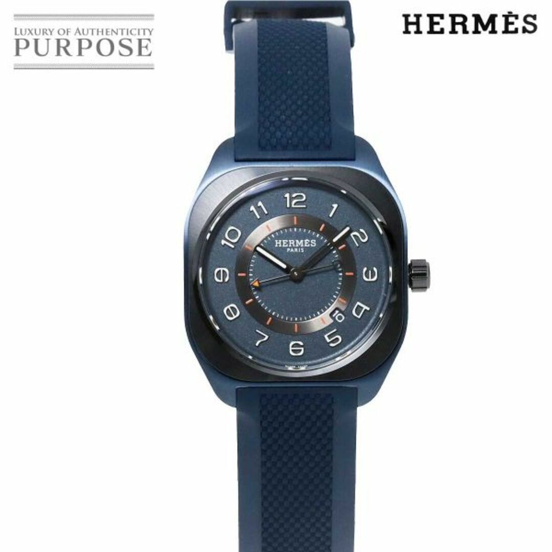 未使用 展示品 エルメス HERMES H08 SP1 744 メンズ 腕時計 ブルー 文字盤 チタン 裏スケルトン 自動巻き ウォッチ VLP 90206159