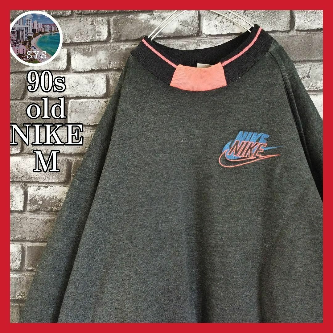90s銀タグオールドナイキNIKE刺繍ワンポイントスウッシュロゴスウェット古着 | フリマアプリ ラクマ