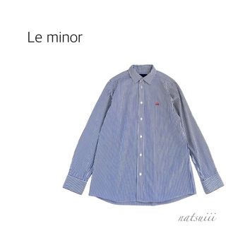 ルミノア(Le Minor)のLe minor ルミノア . コットン ブルー ストライプ シャツ 日本製(シャツ/ブラウス(長袖/七分))