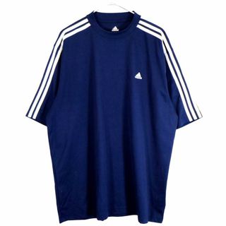 アディダス(adidas)のadidas アディダス ワンポイントロゴ 半袖Ｔシャツ スポーツ ネイビー (メンズ XL) 中古 古着 O2369(Tシャツ/カットソー(半袖/袖なし))