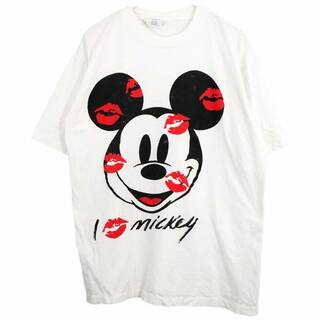 ディズニー(Disney)の90年代 USA製 Disney ディズニー Mickey&Co ミッキーマウス 半袖Ｔシャツ キャラクター ホワイト (メンズ L) 中古 古着 O2444(Tシャツ/カットソー(半袖/袖なし))