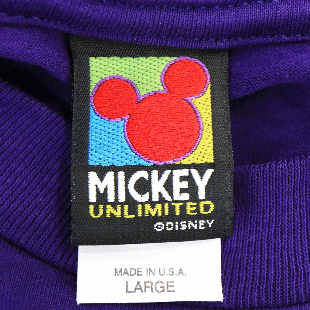 Disney(ディズニー)のUSA製 Disney ディズニー ミッキーマウス 半袖Ｔシャツ キャラクタープリント パープル (メンズ LARGE) 中古 古着 O2423 メンズのトップス(Tシャツ/カットソー(半袖/袖なし))の商品写真
