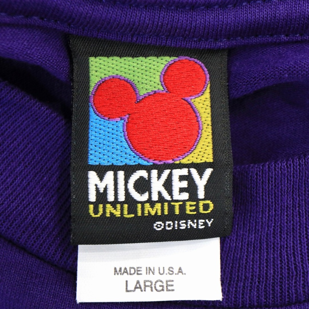 Disney(ディズニー)のUSA製 Disney ディズニー ミッキーマウス 半袖Ｔシャツ キャラクタープリント パープル (メンズ LARGE) 中古 古着 O2423 メンズのトップス(Tシャツ/カットソー(半袖/袖なし))の商品写真