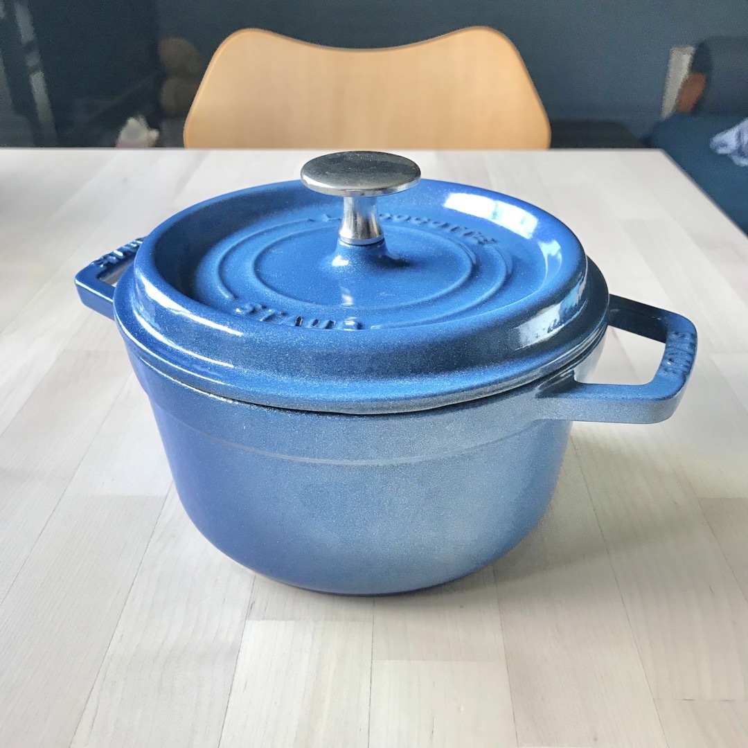 新品 16cm staub ストウブ ルミナスブルー　ピコココット ラウンド　鍋