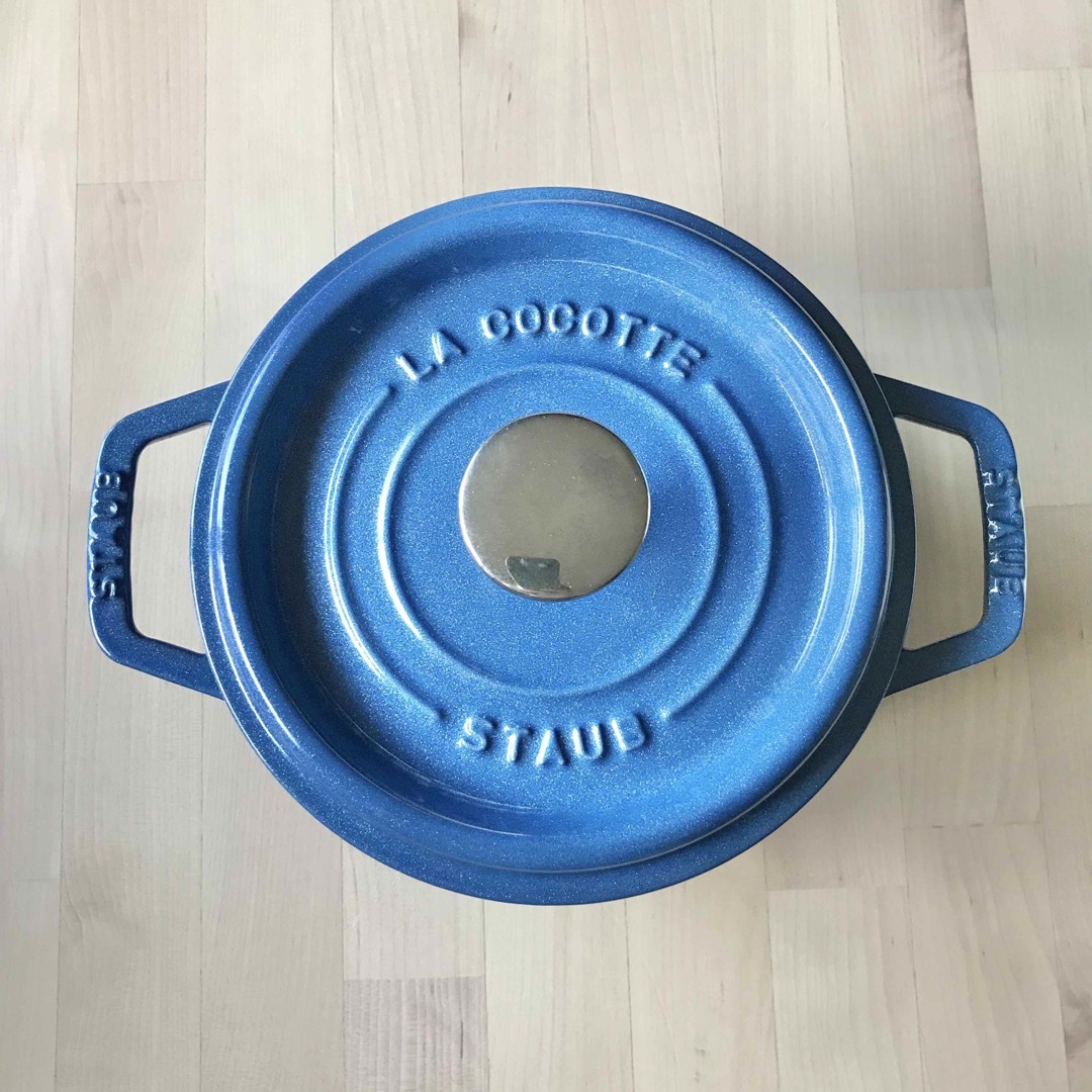 新品 16cm staub ストウブ ルミナスブルー　ピコココット ラウンド　鍋