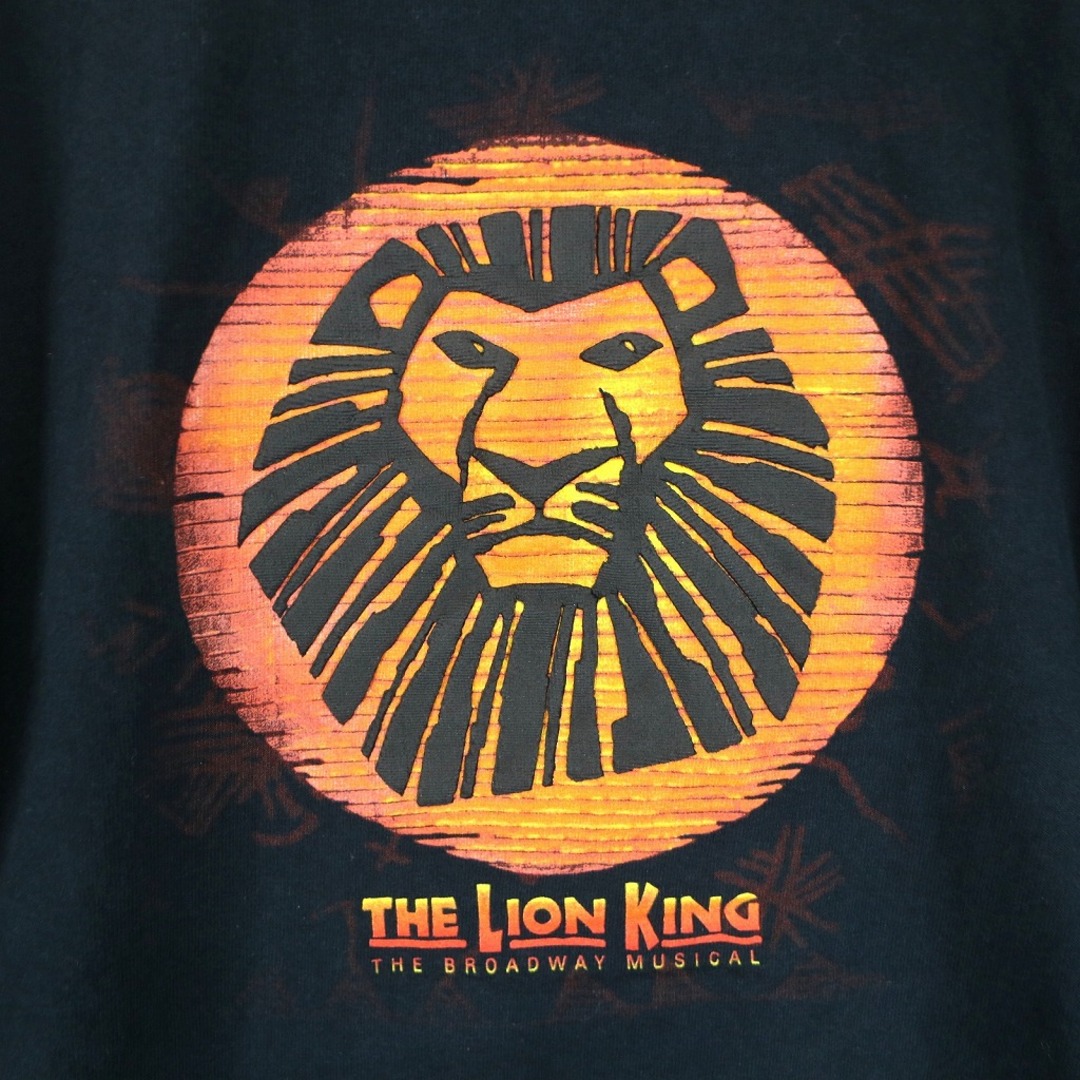 Disney(ディズニー)の00年代 Disney ディズニー LION KING ライオンキング ブロードウェイ ミュージカル 半袖Ｔシャツ ムービーT (メンズ L) 中古 古着 O2462 メンズのトップス(Tシャツ/カットソー(半袖/袖なし))の商品写真