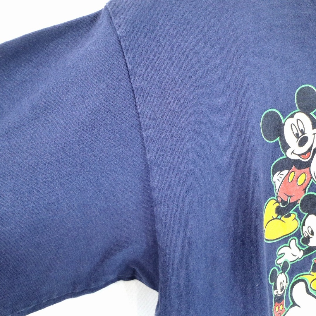 Disney(ディズニー)のDisney ディズニー ミッキーマウス 半袖Ｔシャツ シングルステッチ キャラクタープリント ネイビー (メンズ M相当) 中古 古着 O2472 メンズのトップス(Tシャツ/カットソー(半袖/袖なし))の商品写真