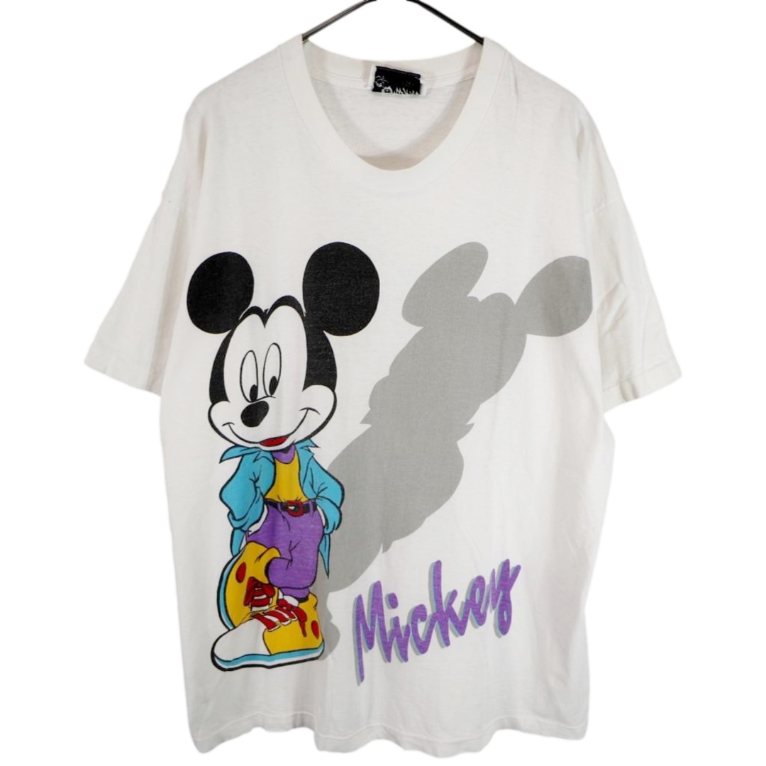 Disney ディズニー ミッキーマウス 半袖Ｔシャツ シングルステッチ キャラクタープリント ホワイト (メンズ L相当)   O2473