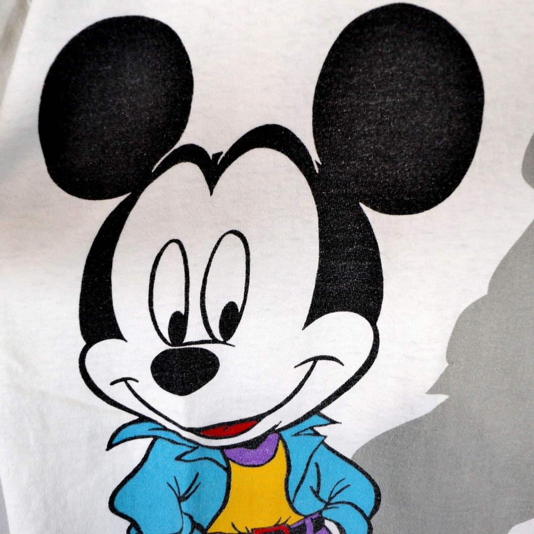 Disney(ディズニー)のDisney ディズニー ミッキーマウス 半袖Ｔシャツ シングルステッチ キャラクタープリント ホワイト (メンズ L相当) 中古 古着 O2473 メンズのトップス(Tシャツ/カットソー(半袖/袖なし))の商品写真