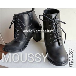 マウジー(moussy)の【新品】MOUSSYレザーレースアップブーツS編み上げブーツショートブラック(ブーツ)