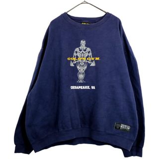 GOLD'S GYM 企業 スウェット 大きいサイズ CHESAPEAKE チェサピーク ネイビー (メンズ 2XL) 中古 古着 O2503(スウェット)