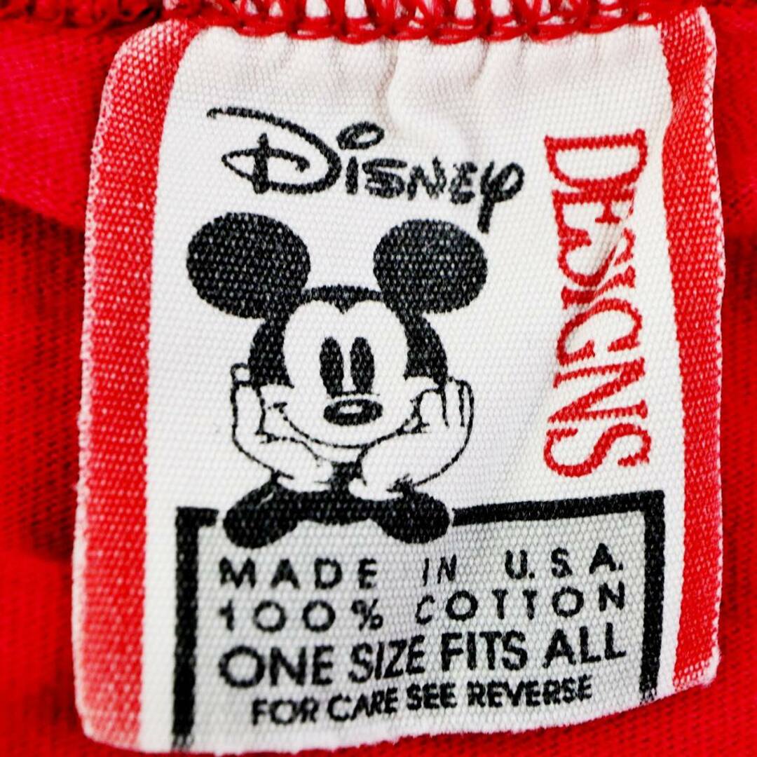 Disney(ディズニー)の80年代 USA製 Disney ディズニー キャラクタープリント 半袖Ｔシャツ シングルステッチ レッド (メンズ ONE SEIZE) 中古 古着 O2500 メンズのトップス(Tシャツ/カットソー(半袖/袖なし))の商品写真