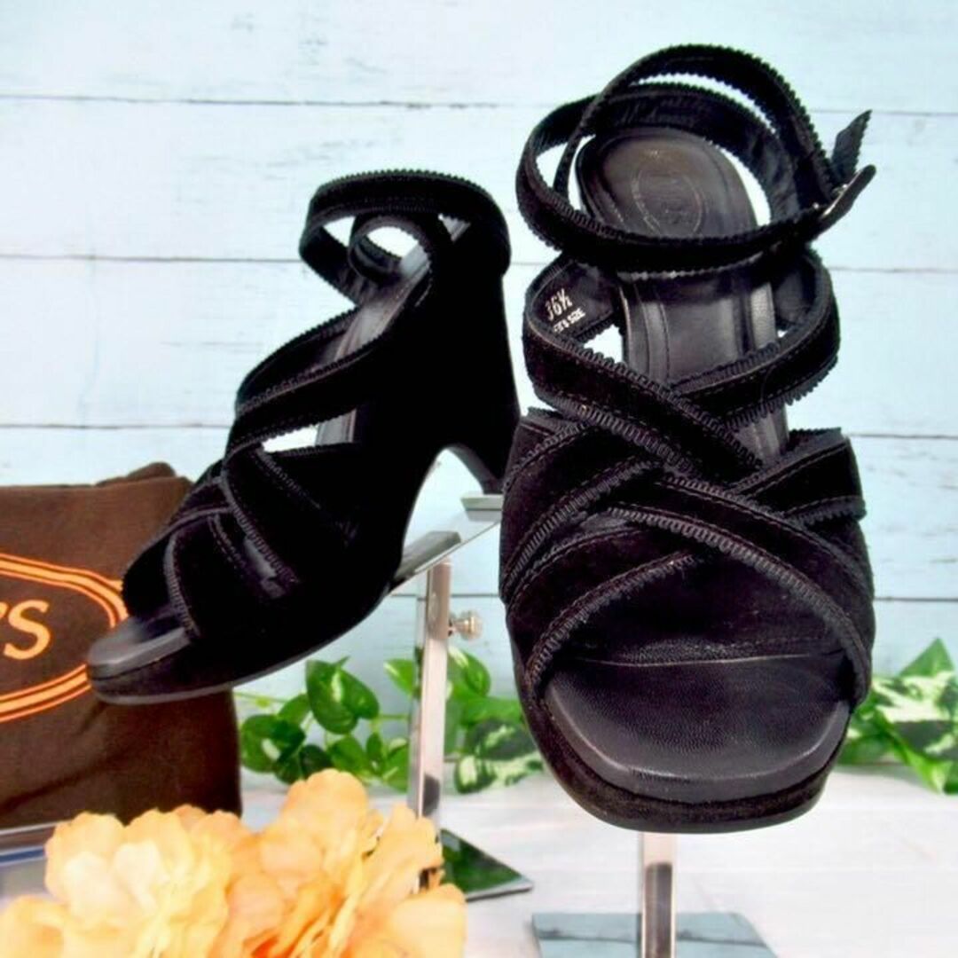 TOD'S - トッズ TOD'S アンクルストラップスエードサンダル 23.5 黒