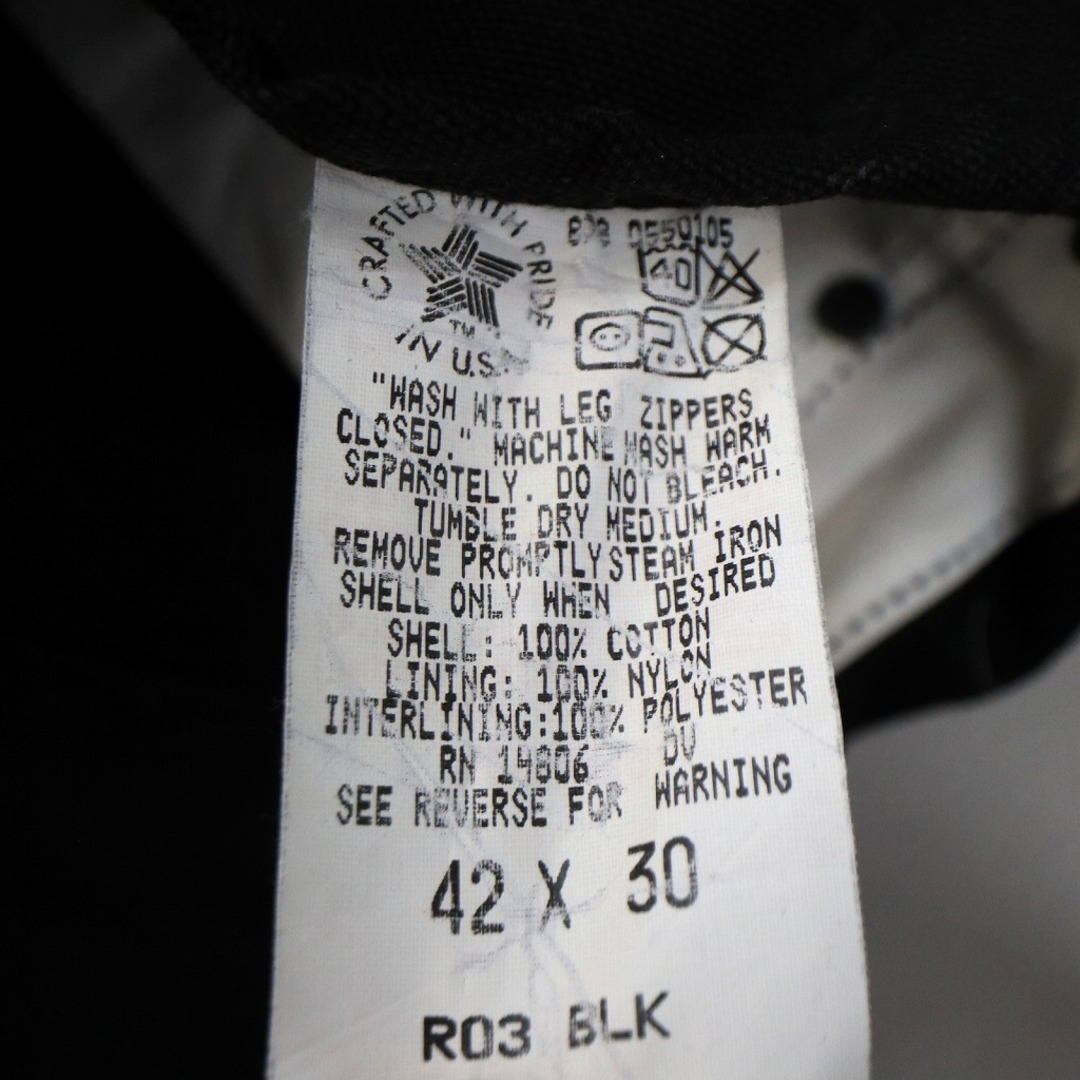 carhartt(カーハート)のCarhartt カーハート ダブルニーオーバーオール 大きいサイズ  ワーク ワンポイント ダック地 ブラック (メンズ 42/30) 中古 古着 O2538 メンズのパンツ(サロペット/オーバーオール)の商品写真