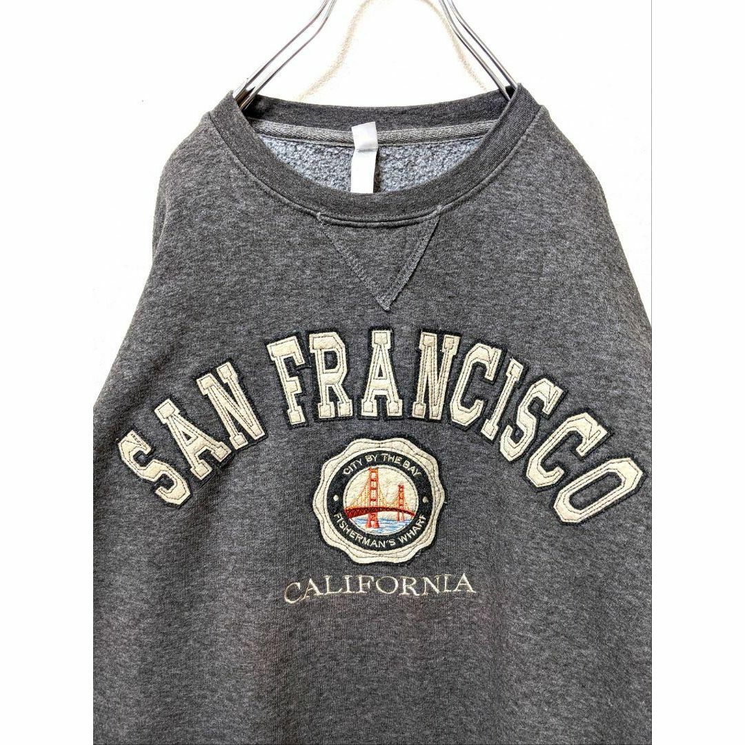 ティーマックス カリフォルニアサンフランシスコ刺繍 スウェットグレー灰色古着