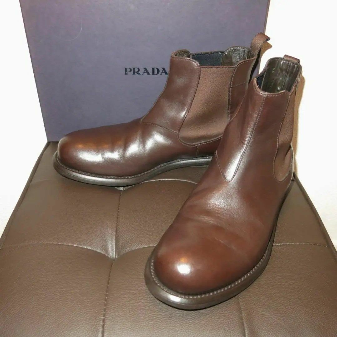 PRADA(プラダ)の色気と男気！プラダ|PRADA|UK9.5|サイドゴア|28㎝|濃茶|i1021 メンズの靴/シューズ(ブーツ)の商品写真