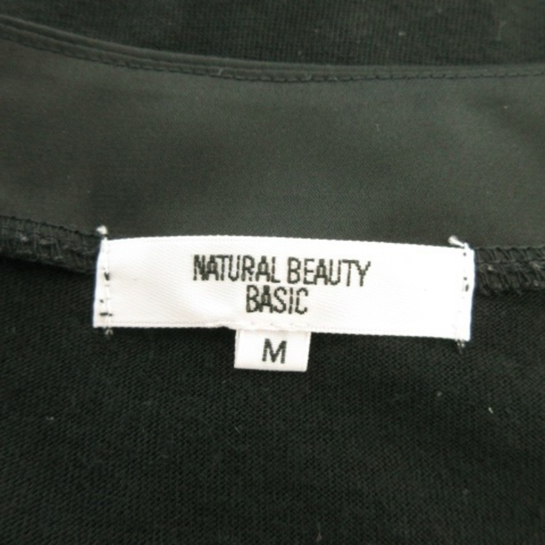 NATURAL BEAUTY BASIC(ナチュラルビューティーベーシック)のナチュラルビューティーベーシック カットソー Vネック 長袖 リボン M 黒 レディースのトップス(カットソー(長袖/七分))の商品写真