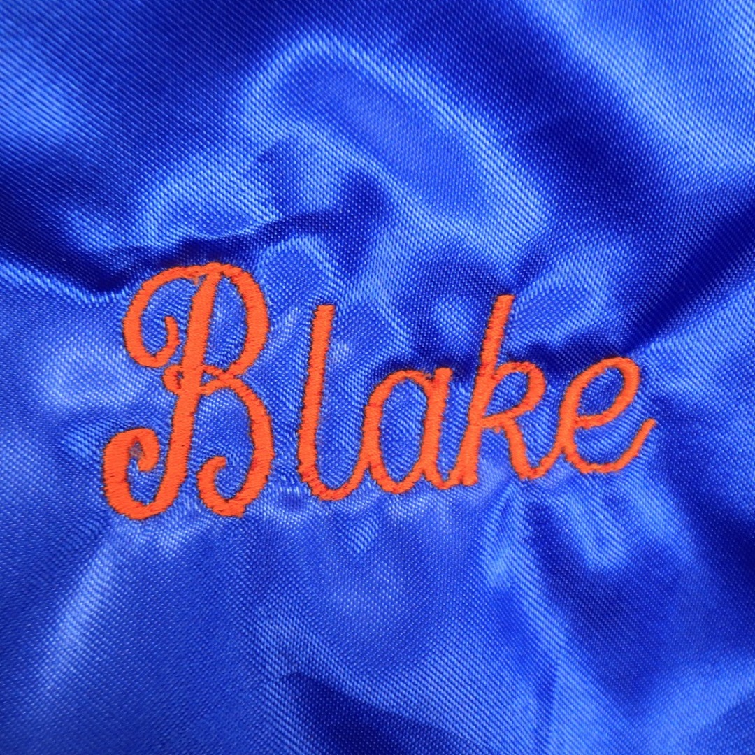 80年代 USA製 Dunbrooke ナイロン スタジアムジャケット 刺繍 ラグラン ブルー (メンズ XL)   O2591 2