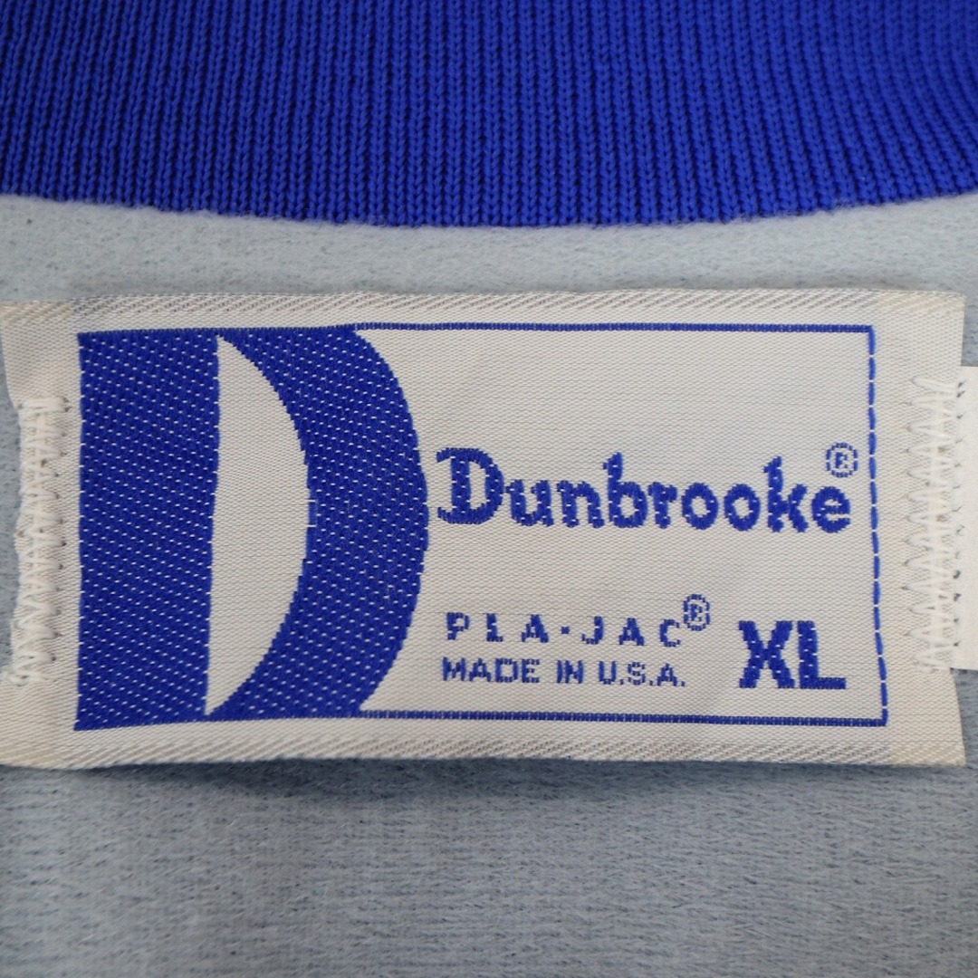 80年代 USA製 Dunbrooke ナイロン スタジアムジャケット 刺繍 ラグラン ブルー (メンズ XL)   O2591 7