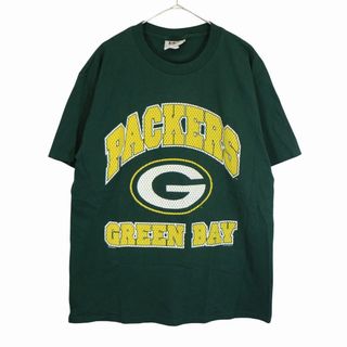 リー(Lee)の90年代 USA製 Lee リー NFL グリーンベイ パッカーズ 半袖Ｔシャツ アメカジ スポーツ アメフト グリーン (メンズ L) 中古 古着 O2596(Tシャツ/カットソー(半袖/袖なし))