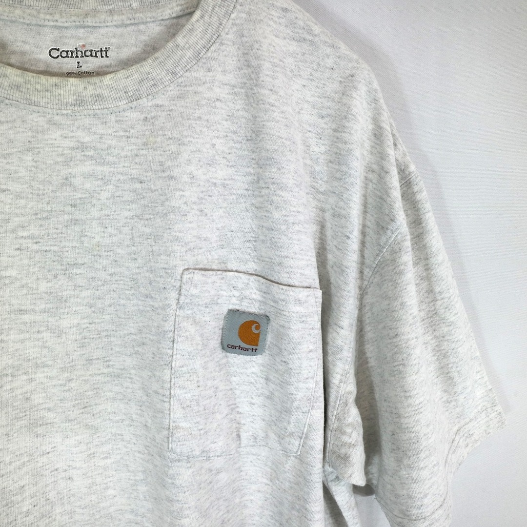 carhartt(カーハート)のCarhartt カーハート ワンポイントロゴ 半袖Ｔシャツ 無地 丸首 グレー (メンズ L) 中古 古着 O2598 メンズのトップス(Tシャツ/カットソー(半袖/袖なし))の商品写真