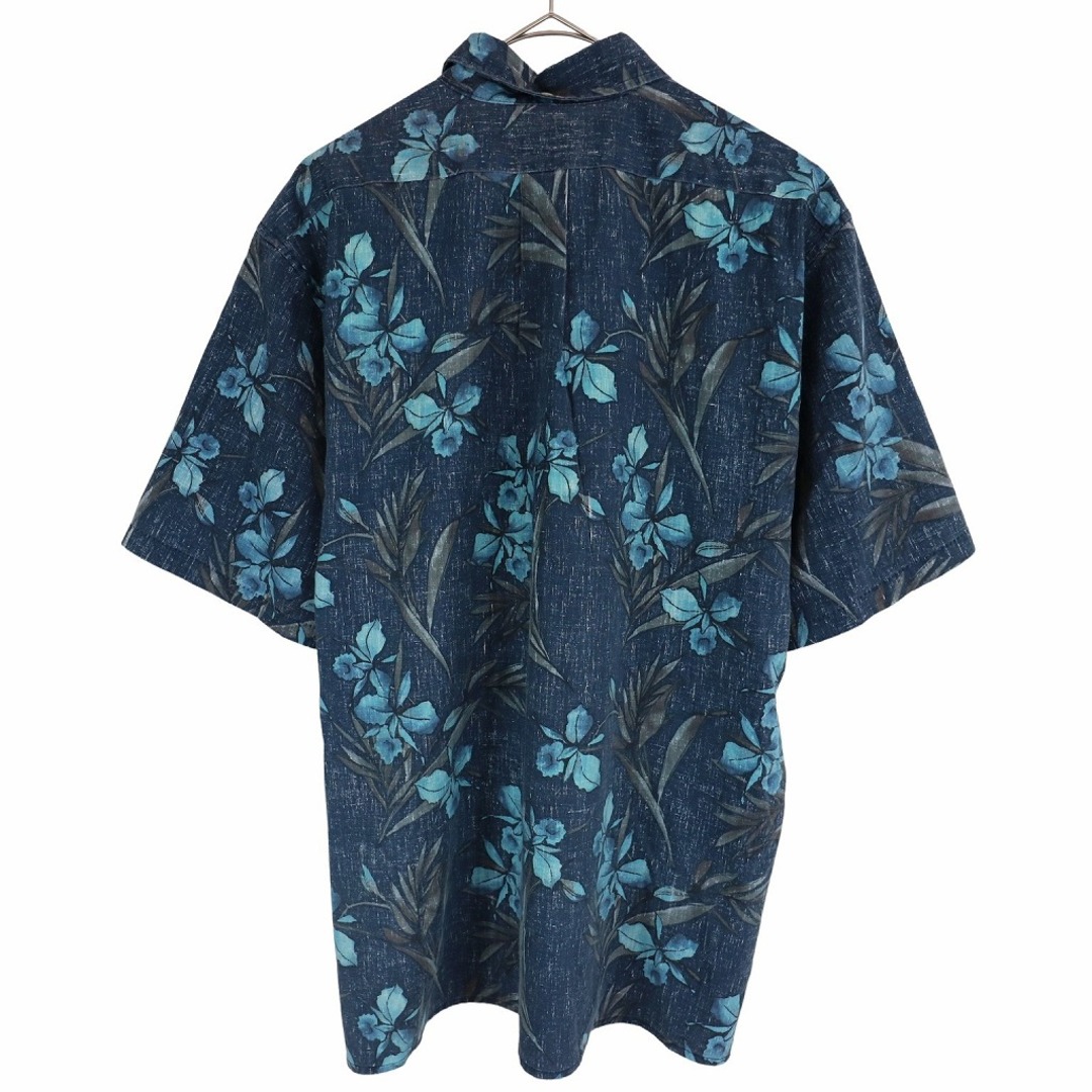 reyn spooner ハワイアン 半袖シャツ シングルステッチ ボックス 片ポケット ブルー (メンズ L) O2599