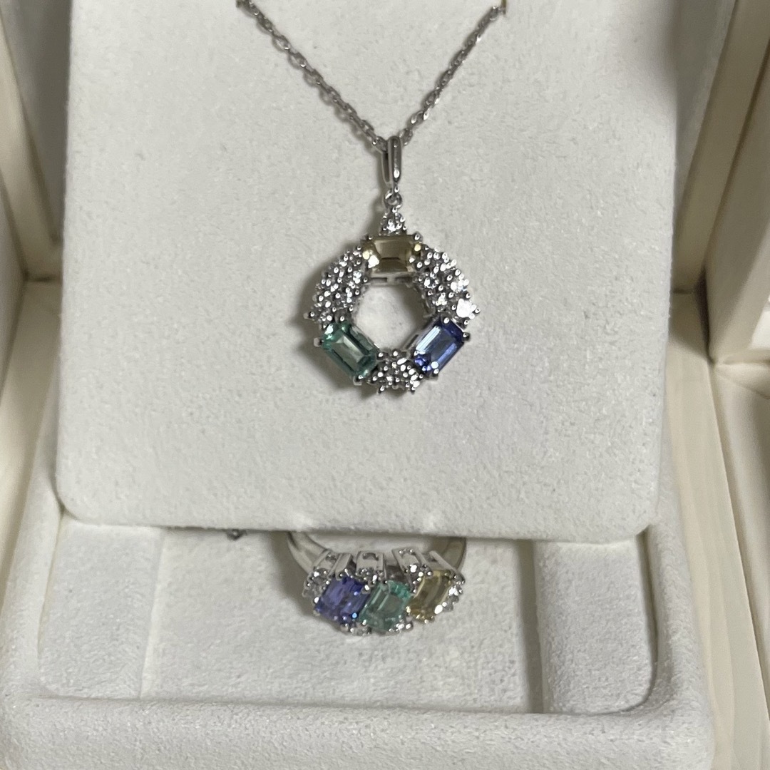 MIKIMOTO(ミキモト)の【超美品】ミキモト ダイヤモンド エメラルド タンザナイトネックレス指輪セット メンズのアクセサリー(リング(指輪))の商品写真