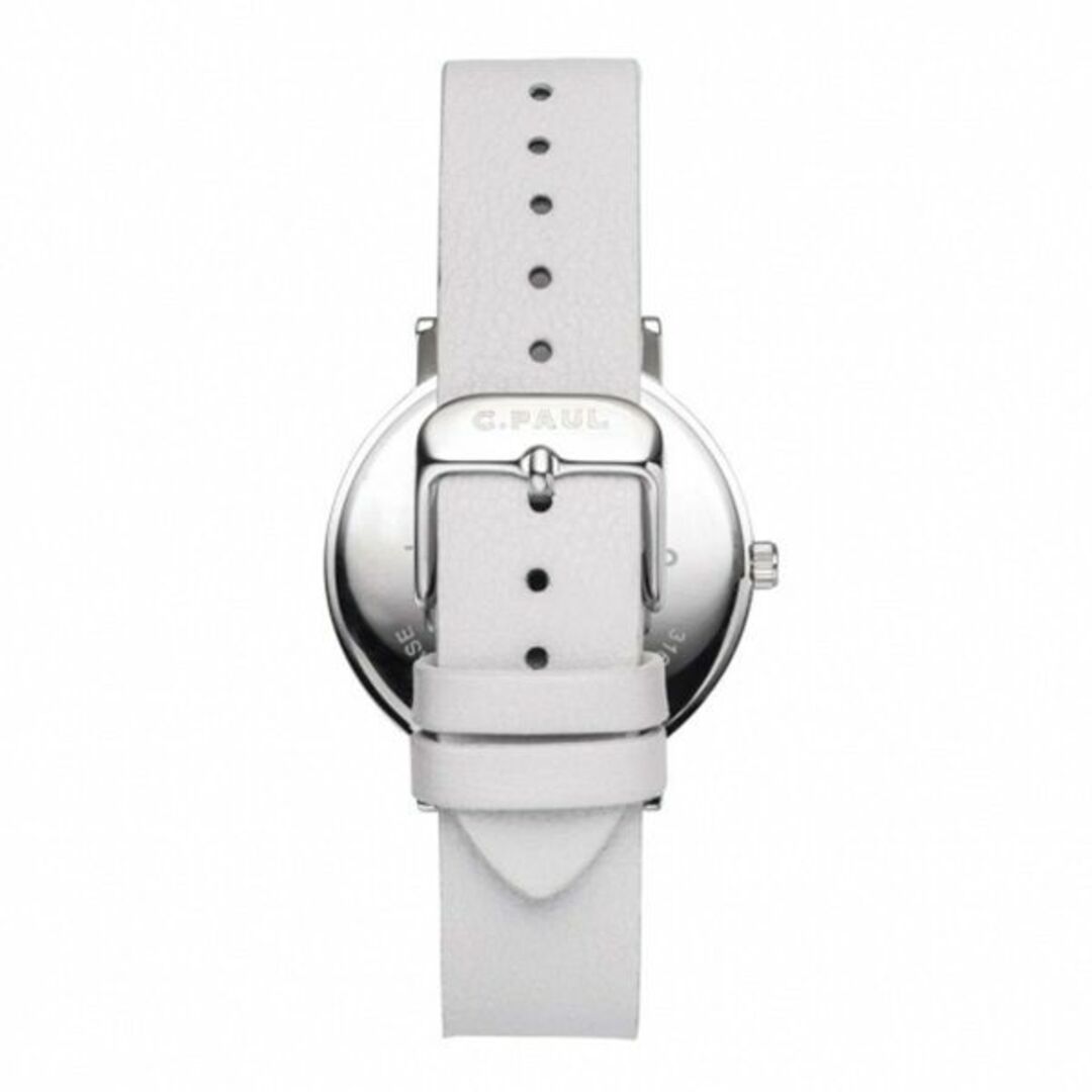 クリスチャンポール 時計 レディース 腕時計 35mm ホワイト文字盤 クリスタル ホワイトレザー 天然皮革 SWL-03