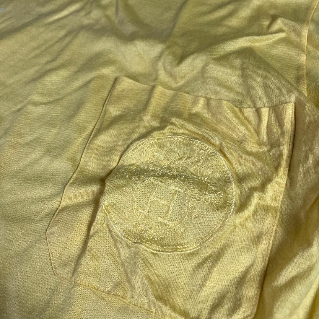 イタリア製 ビンテージ HERMES エルメス 刺繍ロゴポケットTシャツ 黄色