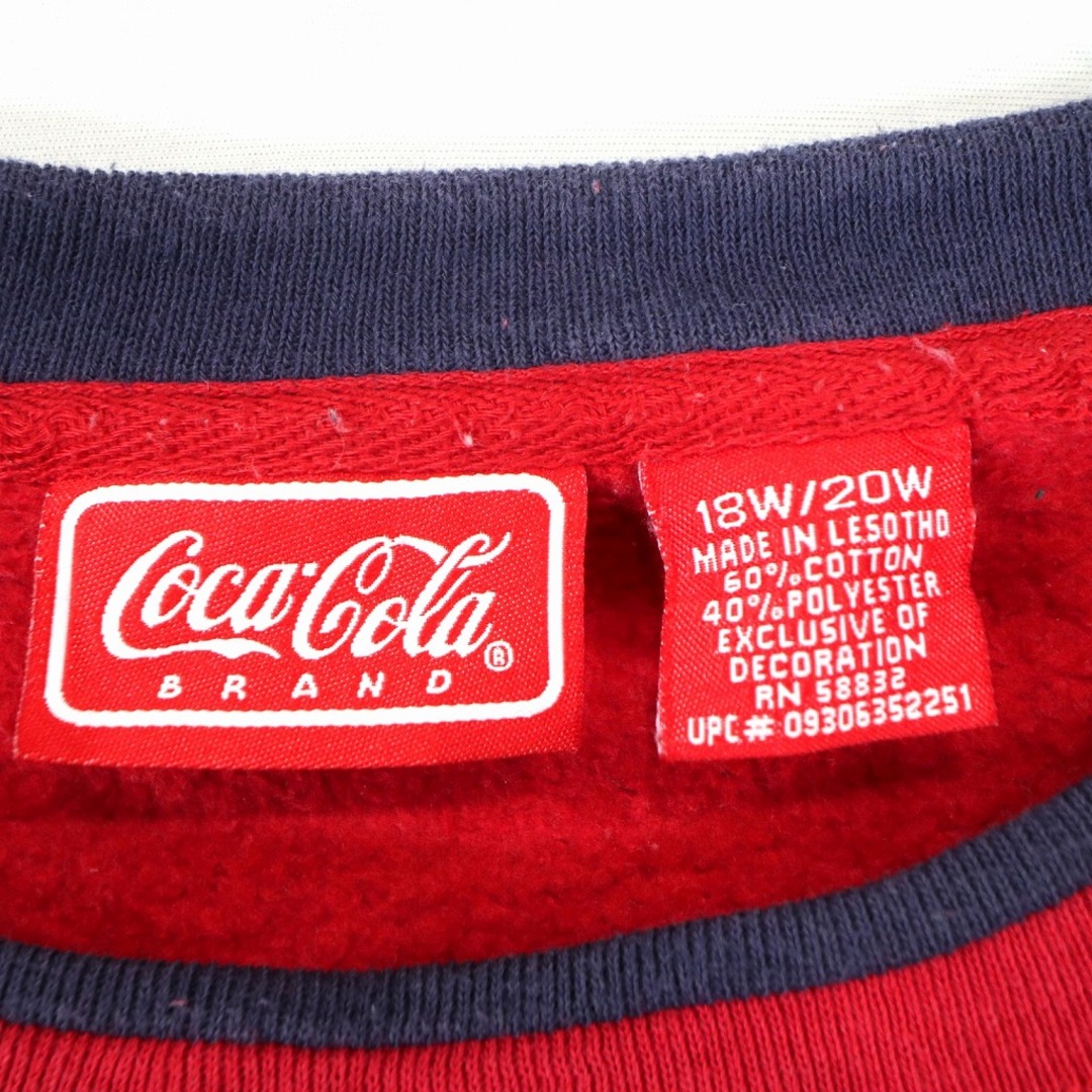 90年代 Coka Cola コカ・コーラ スウェット 刺繍 企業ロゴ レッド (レディース 18/20)   O2617