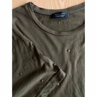 ザラ(ZARA)のZARA ザラ　星型スタッズ　半袖Tシャツ　カーキ　M(Tシャツ/カットソー(半袖/袖なし))