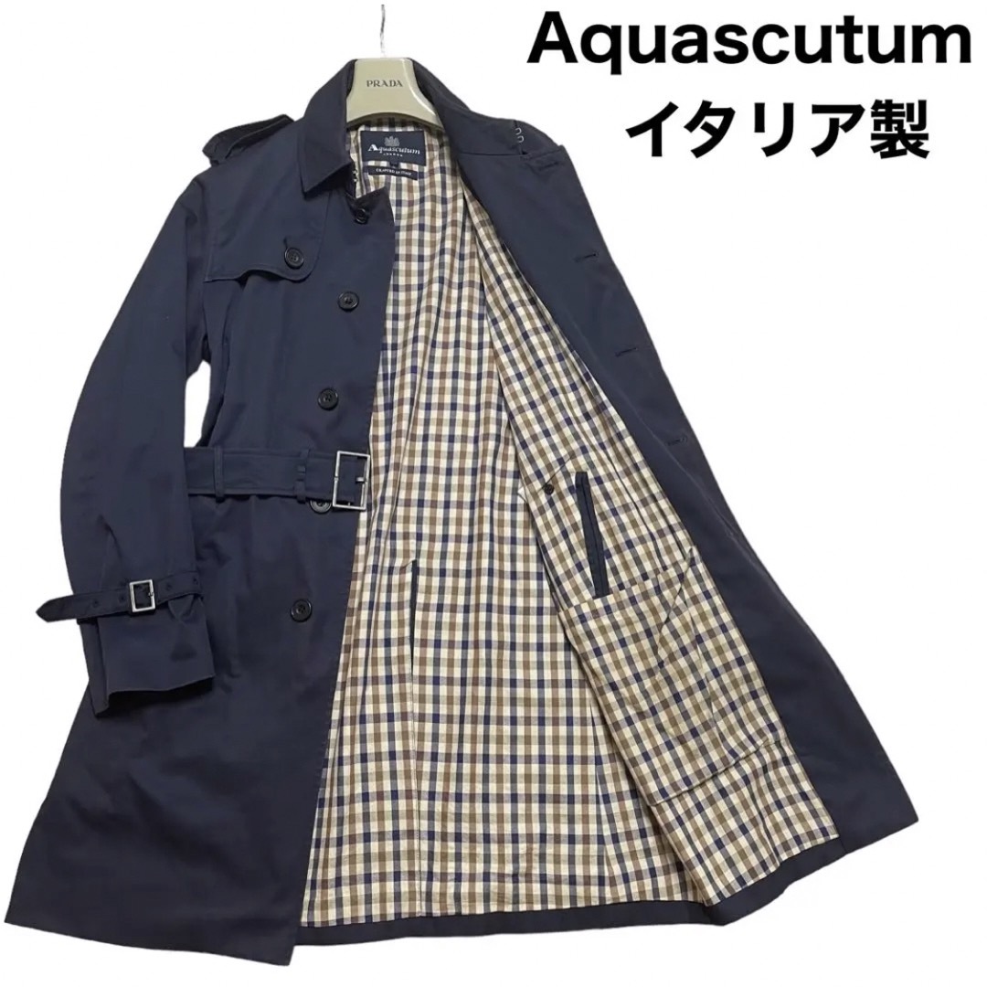 AQUA SCUTUM - Aquascutum トレンチコート 裏地チェック ベルト類完備
