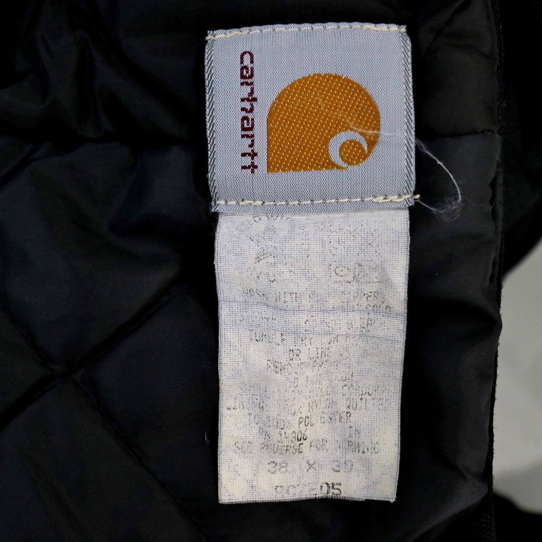 carhartt(カーハート)の80年代 Carhartt カーハート ダック地 オーバーオール ワーク  ダブルニー 星型ロゴ ブラック (メンズ 38×30) 中古 古着 O2725 メンズのパンツ(サロペット/オーバーオール)の商品写真