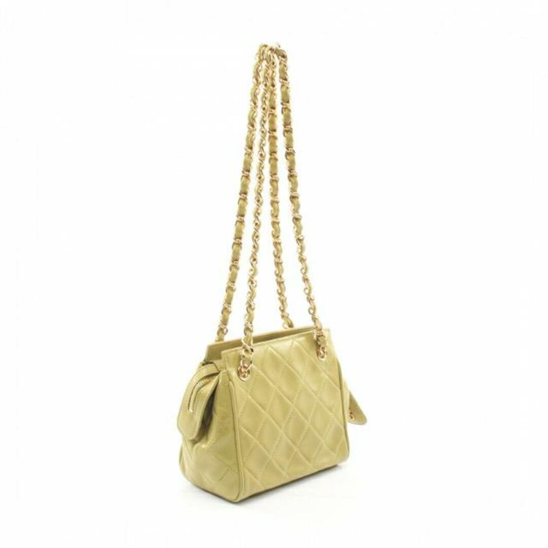 CHANEL(シャネル)の Wチェーンショルダーバッグ ラムスキン イエローグリーン ゴールド金具 レディースのバッグ(ショルダーバッグ)の商品写真