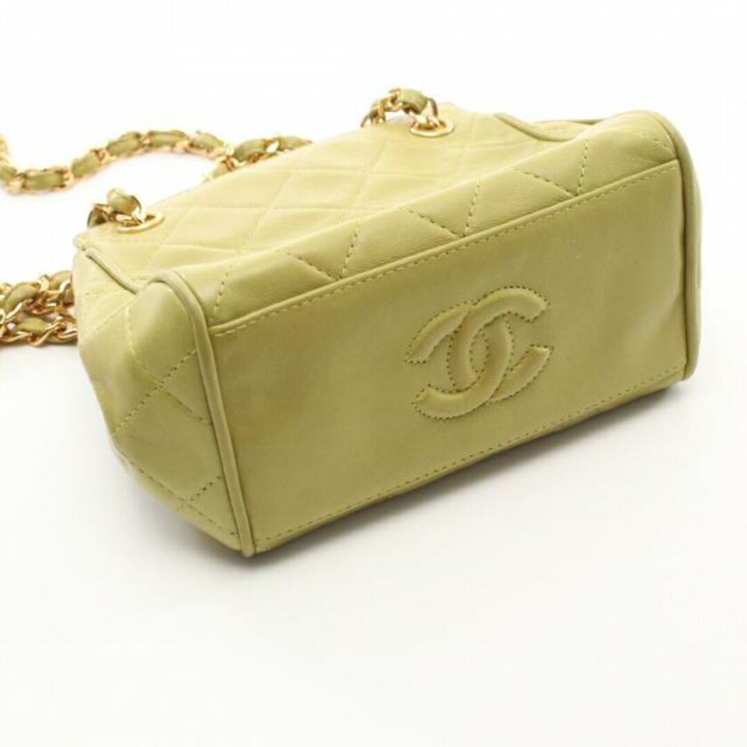 CHANEL(シャネル)の Wチェーンショルダーバッグ ラムスキン イエローグリーン ゴールド金具 レディースのバッグ(ショルダーバッグ)の商品写真