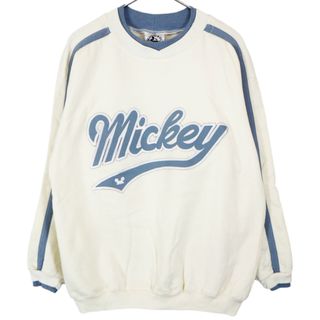 ディズニー(Disney)のDisney ディズニー MICKEY&CO ミッキーマウス スウェット キャラクター ホワイト (メンズ MEDIUM) 中古 古着 O2744(スウェット)