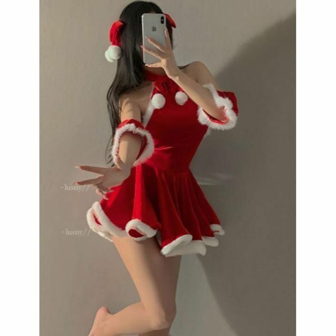 N サンタ リボン コスプレ クリスマス サンタクロース 中華風 可愛い 綺麗 エンタメ/ホビーのコスプレ(衣装一式)の商品写真