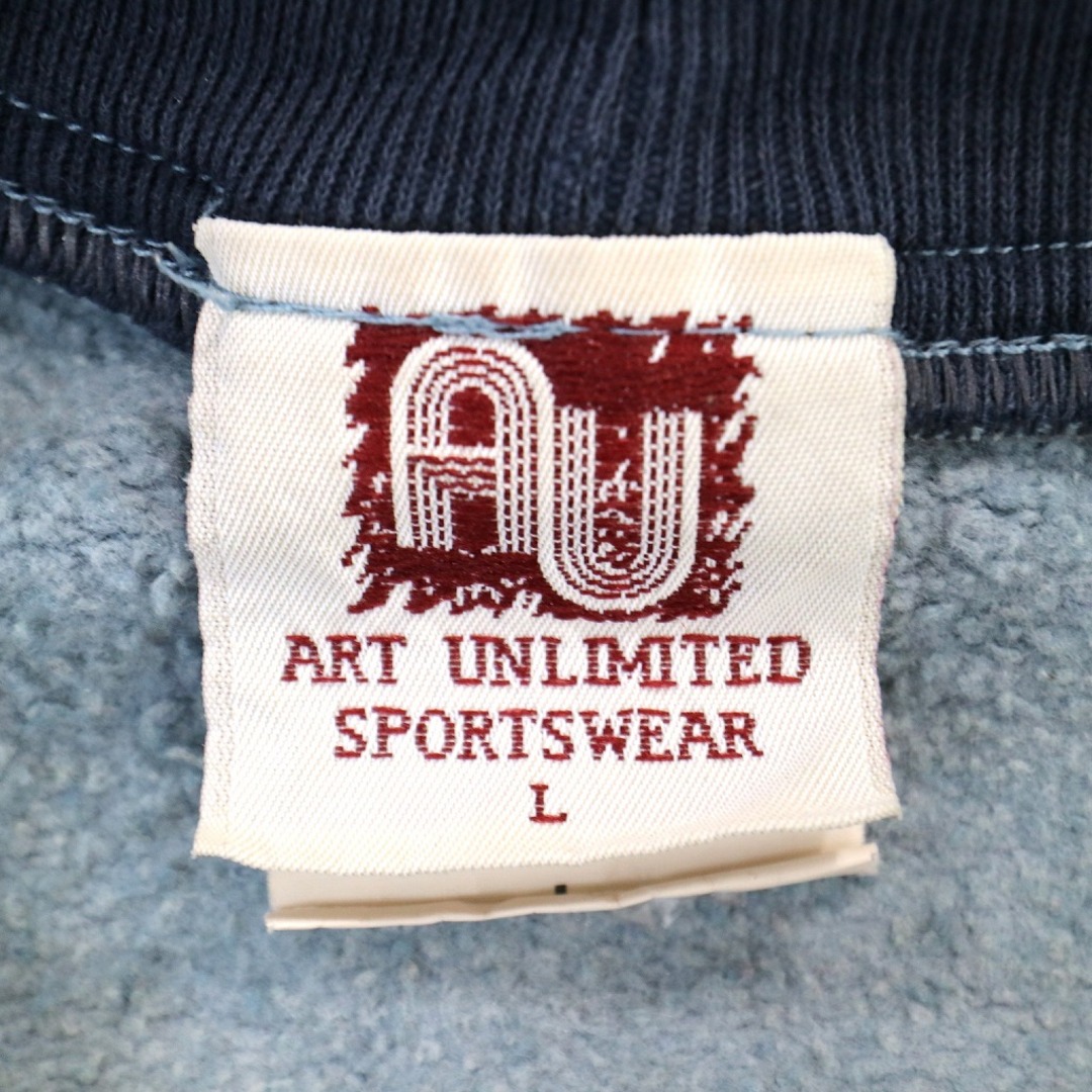 USA製 ART UNLIMITED SPORTSWEAR 飛行機 スウェット 乗り物  ブルー (メンズ L) 中古 古着 O2782 メンズのトップス(スウェット)の商品写真