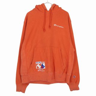 SALE/ Champion チャンピオン リバースウィーブ パーカー 胸元ワンポイントロゴ オレンジ (メンズ M)   O0797