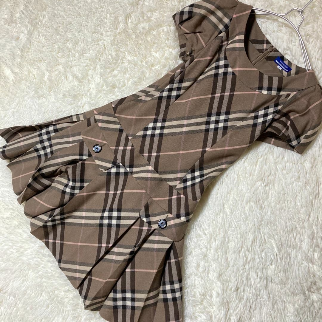 極美品 バーバリーブルーレーベル ノバチェック ワンピース 38 M 極美品 バーバリーブルーレーベル ノバチェック ワンピース 38 M