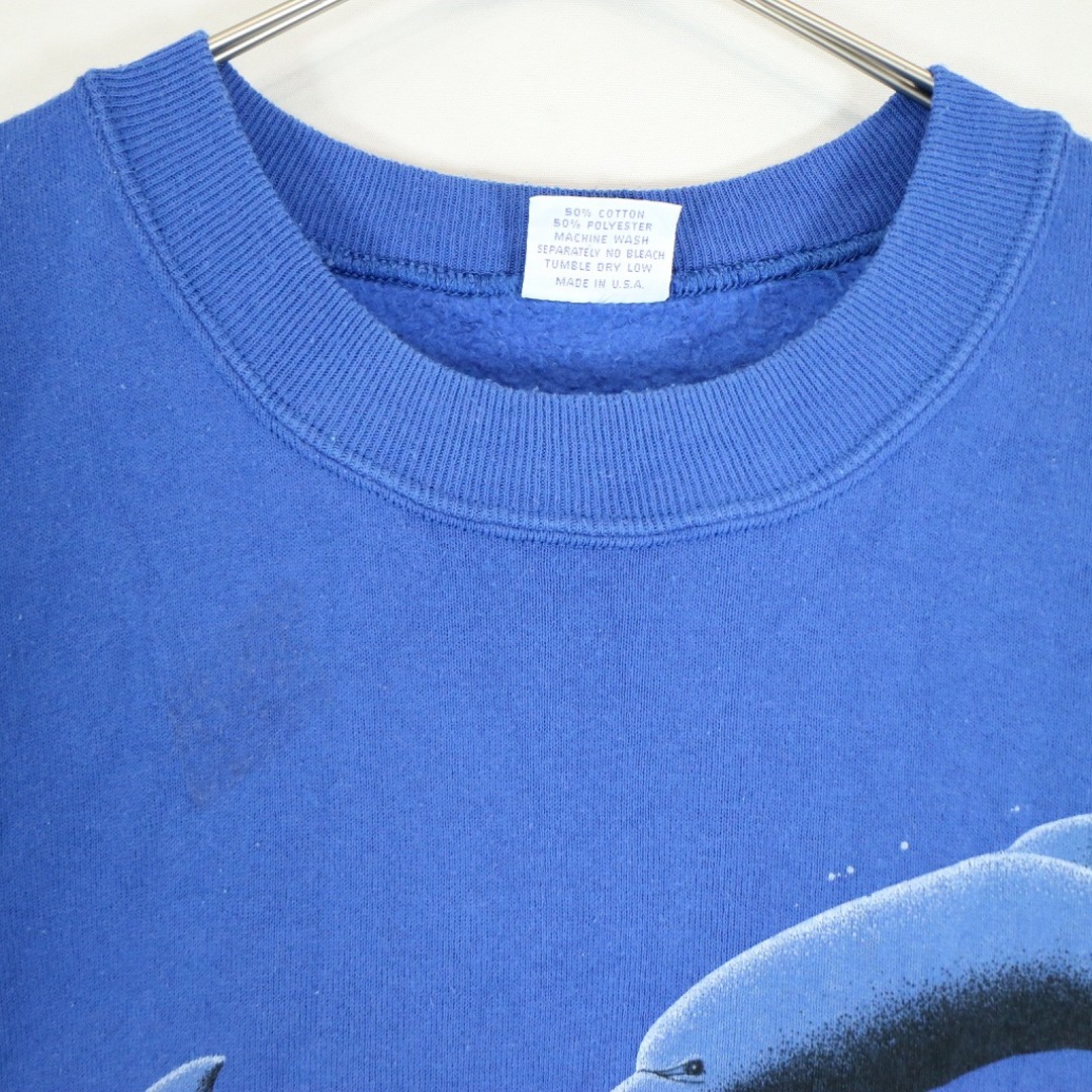USA製 crazy shirt アニマル スウェット イルカ ハワイ 両面プリント ブルー (メンズ L) 中古 古着 O2813 メンズのトップス(スウェット)の商品写真