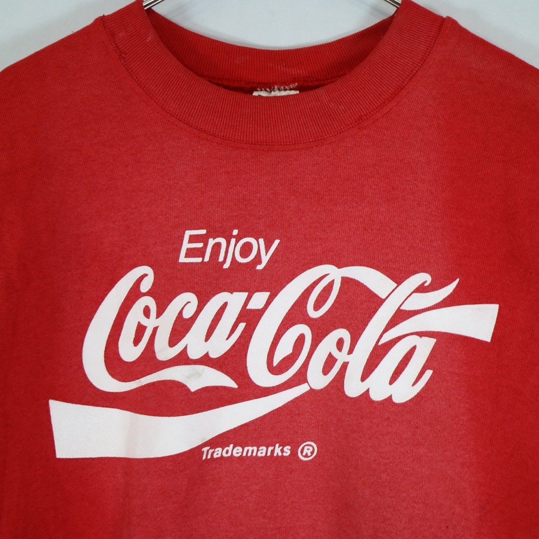 90年代 USA製 FRUIT OF THE LOOM CocaCola コカ・コーラ 企業ロゴ スウェット レッド (メンズ XL)   O2816