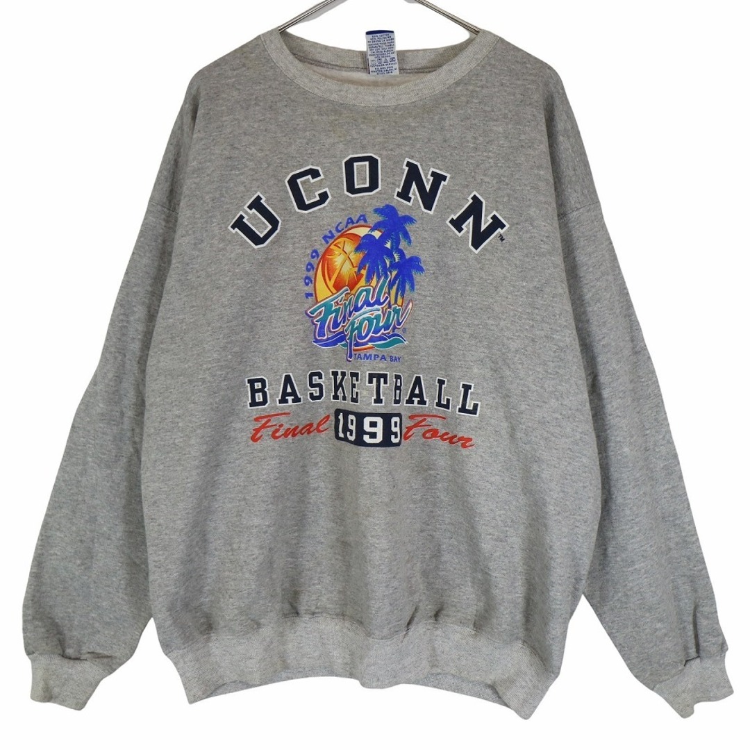 90年代 Champion チャンピオン カレッジスウェット 刺繍  アメカジ UCONN プリント 丸首 グレー (メンズ L)   O2810