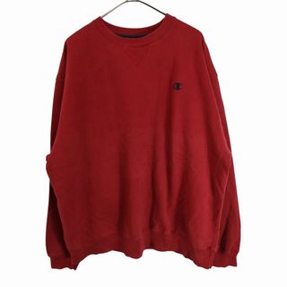 チャンピオン(Champion)のChampion チャンピオン ロゴスウェット 大きいサイズ  刺繍  アメカジ 前V レッド (メンズ XL) 中古 古着 O2834(スウェット)