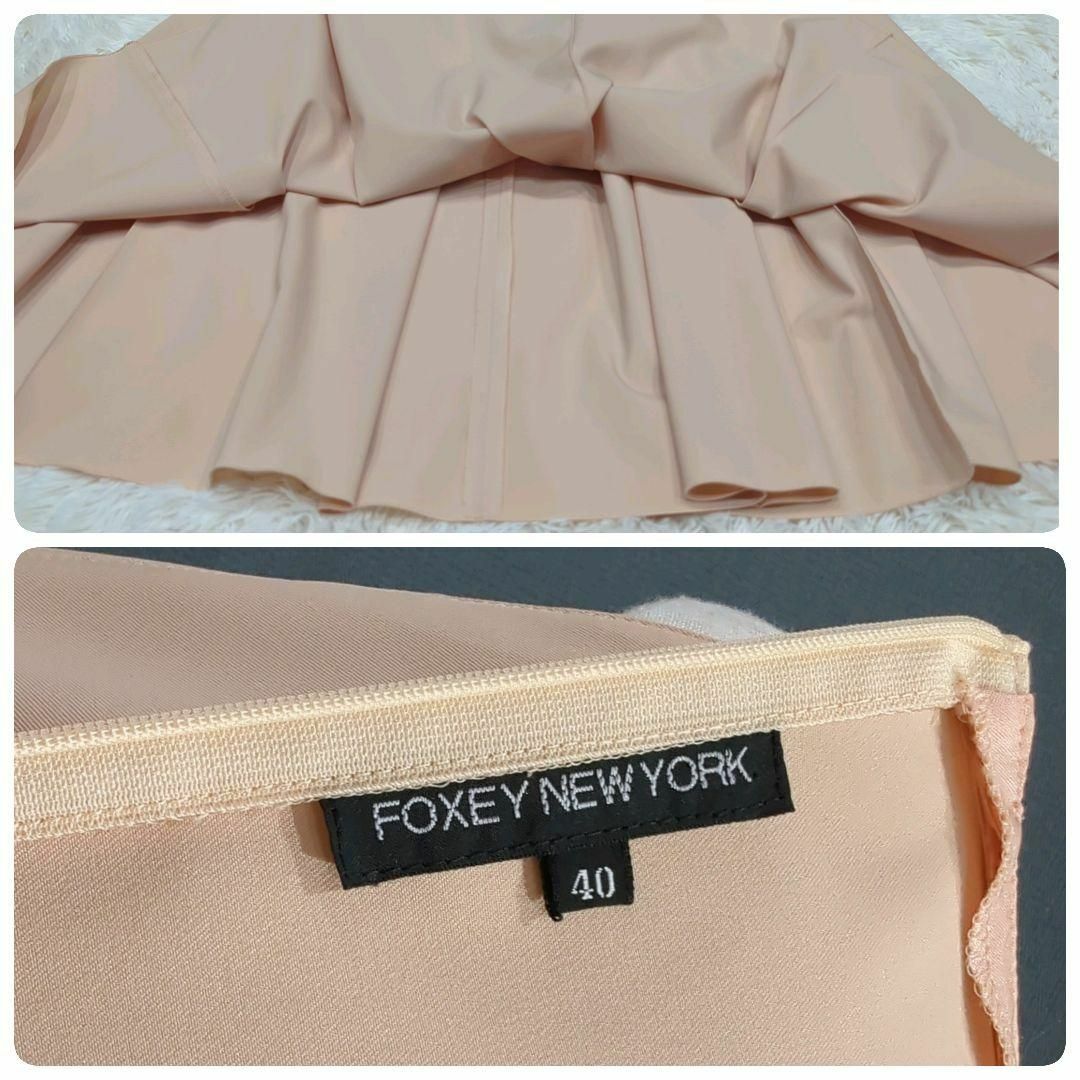 美品 FOXEY フレア Aラインワンピース ストレッチ ピンクベージュ  40